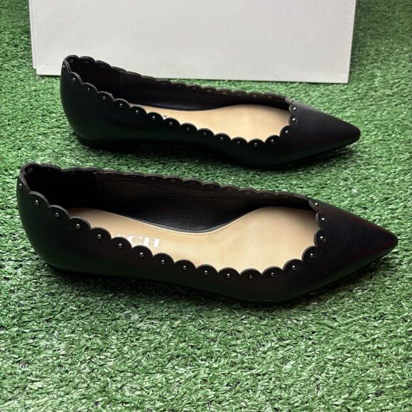 NEW Coach Jill Leather Scalloped Black Flats size 5 Leather Slip On - Picture 5 of 8